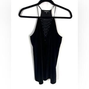 Express Velvet Criss Cross V-neck Swing Camisole Black Sz XS Racerback Sexy Top